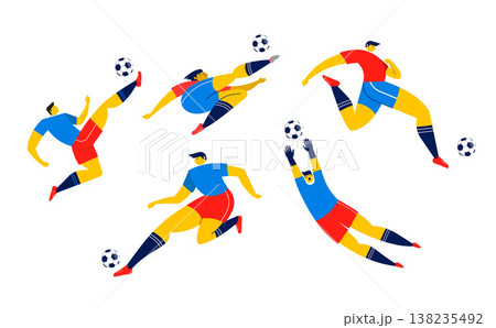Soccer players characters. Football 2026 competition design. Modern sport illustrations for World 138235492