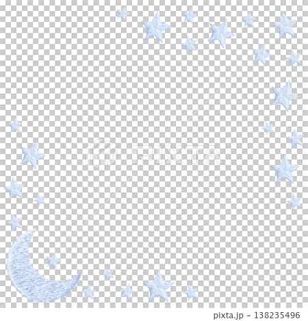 [Pastel Pop Star and Moon Frame] Hand Embroidery Illustration Material 138235496