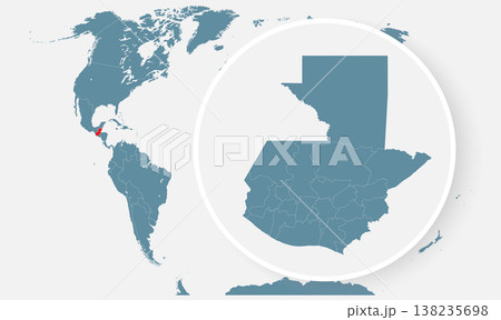 Guatemala, country on world map, vector template 138235698