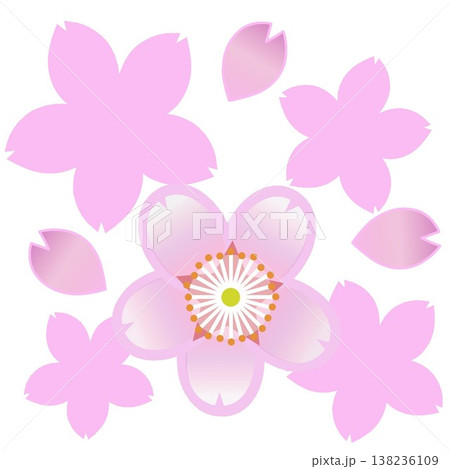 桜の花モチーフイラスト 138236109