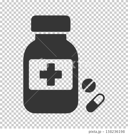 A simple silhouette icon of a medicine bottle. A simple silhouette icon of a medicine bottle. 138236198