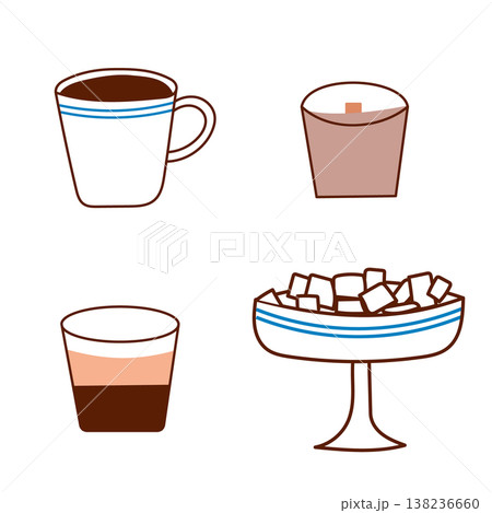 Coffee set with espresso cup, glass and sugar bowl 138236660