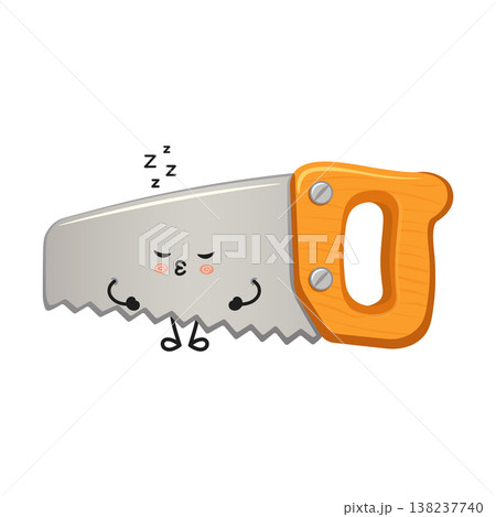 Sleeping cartoon saw character resting and snoring 138237740