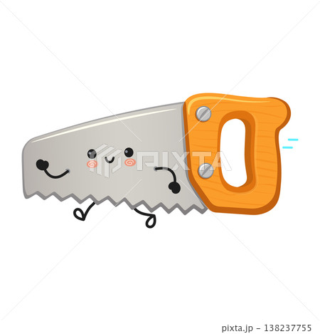 Character saw running with happy expression Character saw running with happy expression 138237755
