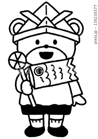 おたよりにも使えるかわいいくまの園児（モノクロ） 138238377