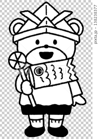 おたよりにも使えるかわいいくまの園児（モノクロ） 138238377