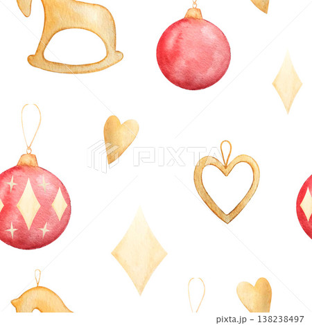 christmas tree decoration seamless pattern watercolor illustration christmas tree decoration seamless pattern watercolor illustration 138238497