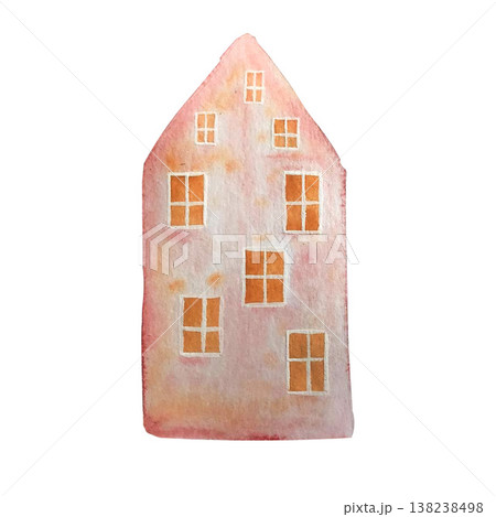 house with window watercolor illustration house with window watercolor illustration 138238498