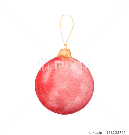 christmas tree ball red watercolor illustration christmas tree ball red watercolor illustration 138238723