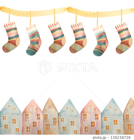 winter border-frame watercolor illustration winter border-frame watercolor illustration 138238726