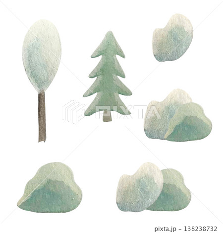 tree winter watercolor illustration 138238732