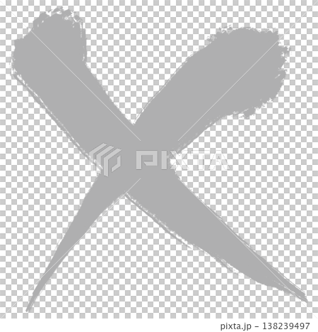 用毛筆畫出的「X」形標記，中間有一條銀色的中心線。 138239497