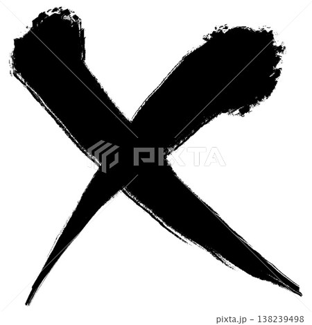 筆で描いたバツ印_中線_墨 138239498