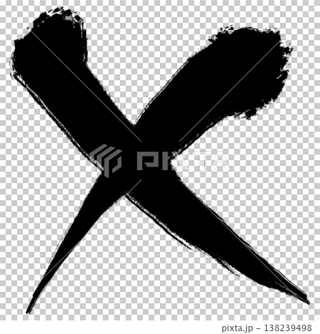 筆で描いたバツ印_中線_墨 138239498