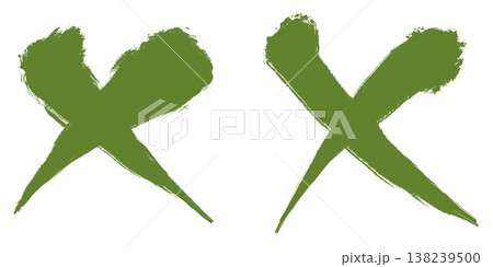 筆で描いたバツ印_セット_苔 138239500