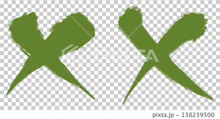 筆で描いたバツ印_セット_苔 138239500