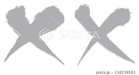 筆で描いたバツ印_セット_銀 筆で描いたバツ印_セット_銀 138239501