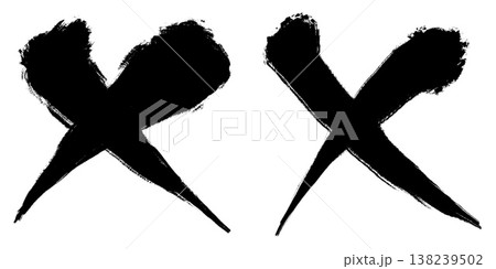筆で描いたバツ印_セット_墨 138239502