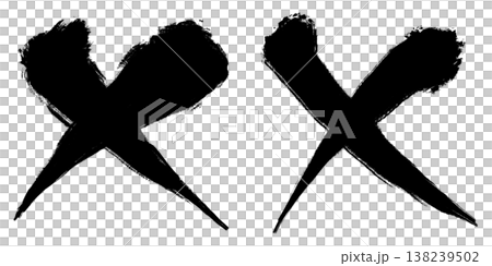 筆で描いたバツ印_セット_墨 138239502