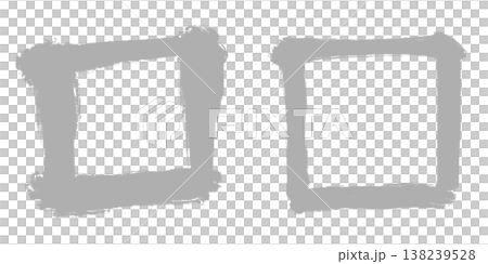 筆で描いた四角形_セット_銀 138239528