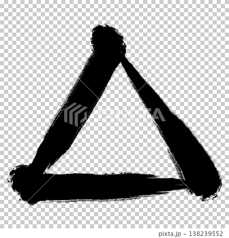 Triangle drawn with a brush, center line, ink. Triangle drawn with a brush, center line, ink. 138239552