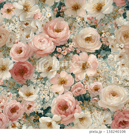 Collection of delicate watercolor wildflower seamless patterns with soft pastel and earthy tones 138240106