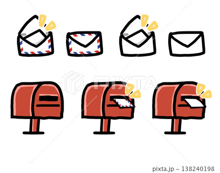 手紙とポストのイラスト素材 手紙とポストのイラスト素材 138240198