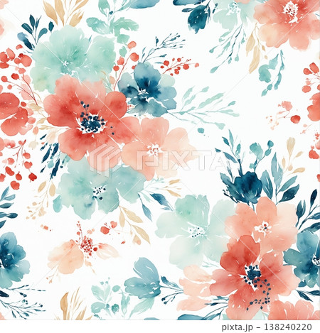 Collection of delicate watercolor wildflower seamless patterns with soft pastel and earthy tones 138240220