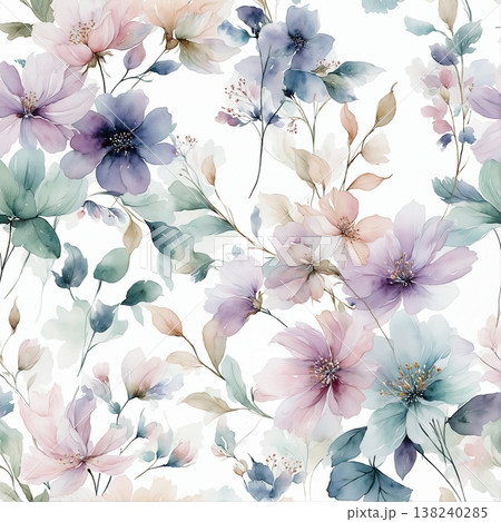 Collection of delicate watercolor wildflower seamless patterns with soft pastel and earthy tones Collection of delicate watercolor wildflower seamless patterns with soft pastel and earthy tones 138240285