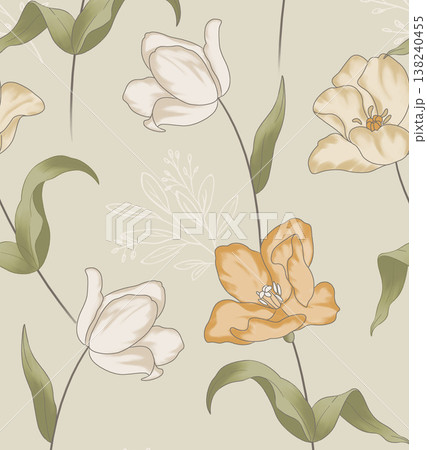 Collection of delicate watercolor wildflower seamless patterns with soft pastel and earthy tones Collection of delicate watercolor wildflower seamless patterns with soft pastel and earthy tones 138240455