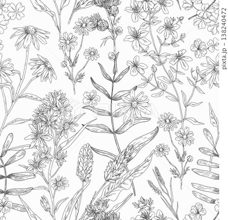Collection of delicate watercolor wildflower seamless patterns with soft pastel and earthy tones Collection of delicate watercolor wildflower seamless patterns with soft pastel and earthy tones 138240472