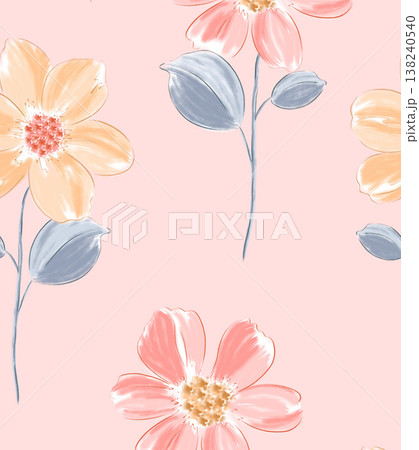 Collection of delicate watercolor wildflower seamless patterns with soft pastel and earthy tones 138240540
