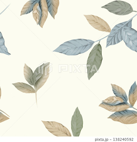 Collection of delicate watercolor wildflower seamless patterns with soft pastel and earthy tones 138240592