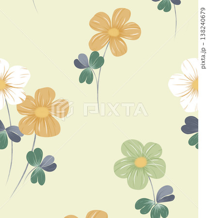 Collection of delicate watercolor wildflower seamless patterns with soft pastel and earthy tones 138240679