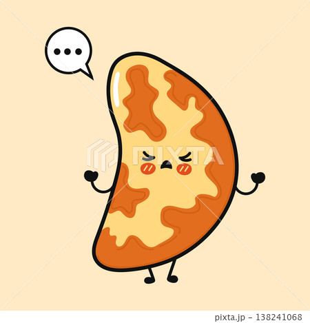 Angry Brazil nut cartoon character with speech bubble 138241068