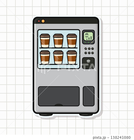 Kawaii coffee vending machine, offering takeaway drinks 138241080
