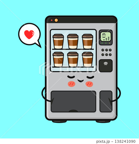 Cute coffee vending machine character feeling love 138241090