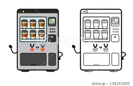 Cute coffee vending machine with coloring page Cute coffee vending machine with coloring page 138241095
