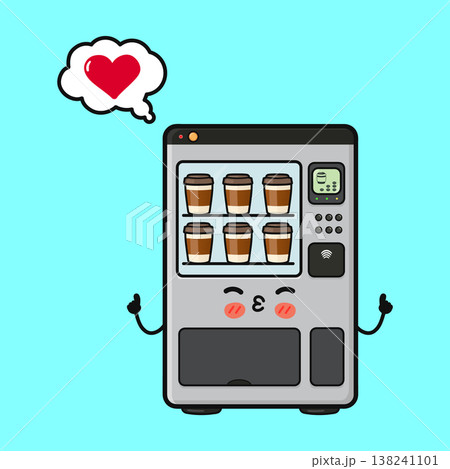 Kawaii coffee vending machine showing love for hot drink 138241101