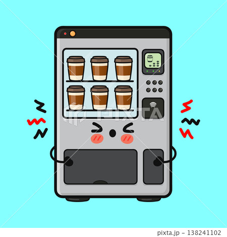 Cute coffee vending machine cartoon shaking with frustration 138241102