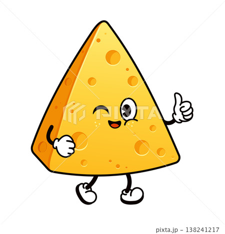 Cheese mascot cartoon character winking and giving thumbs up 138241217