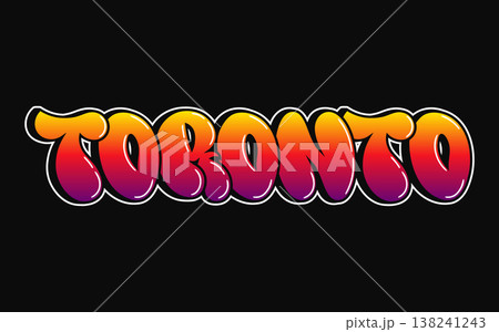 Toronto city name in colorful graffiti bubble letters 138241243