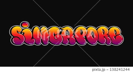 Singapore bubble letters graffiti style typography vector 138241244