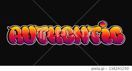 Authentic word in colorful gradient bubble letters 138241250