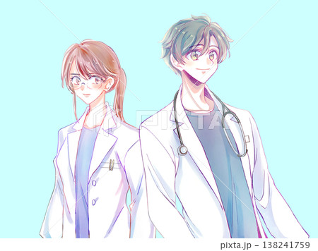 白衣を着た男性と女性 138241759