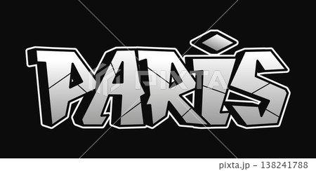 Paris graffiti word art on a black background 138241788