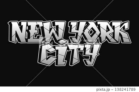 NEW YORK CITY graffiti style typography black and white 138241789