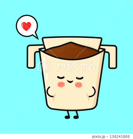 Cute drip coffee filter pouch character dreaming about love 138241808