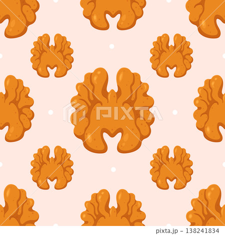 Walnut kernel seamless pattern on light background Walnut kernel seamless pattern on light background 138241834