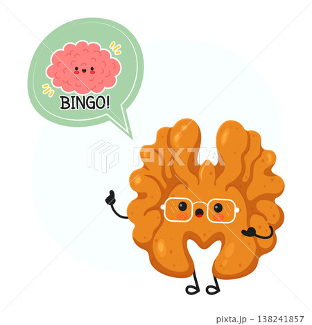 Smart walnut character thinking with brain concept 138241857